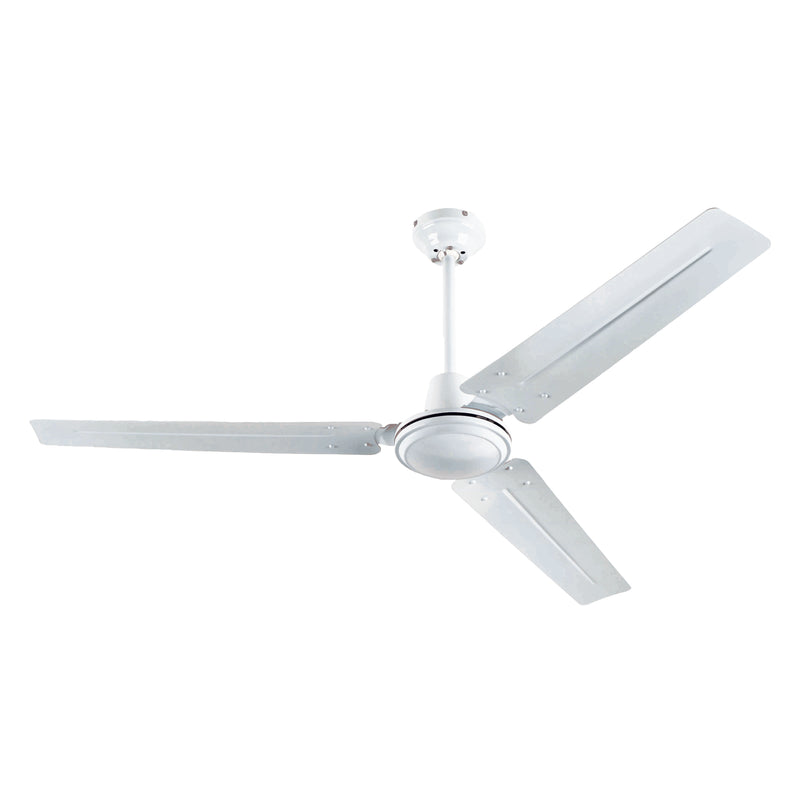 Jax Industrial-Style 56-Inch Indoor Ceiling Fan- White Finish with White Steel Blades, Wall Control Included