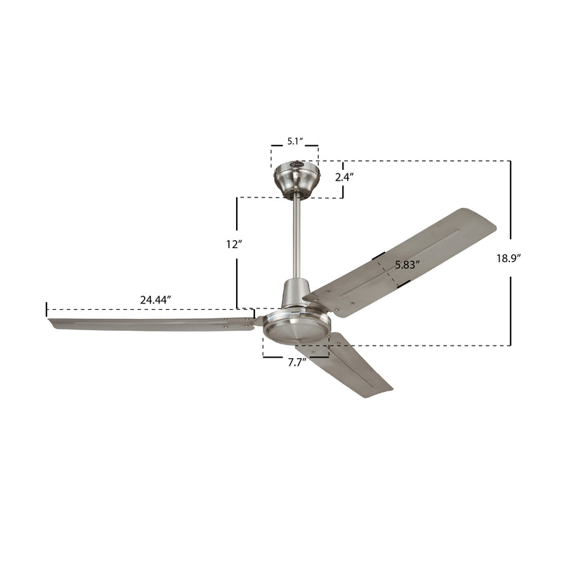 Industrial 56in Ceiling Fan- Brush Nickel