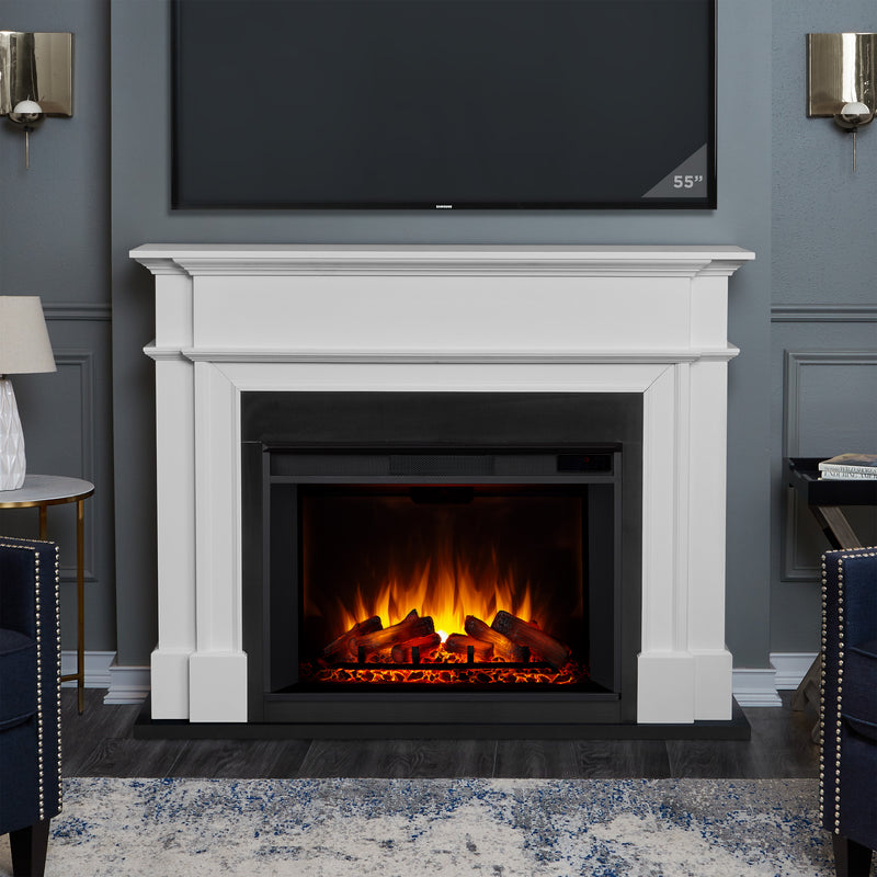 Foyer électrique Harlan Grand en blanc par Real Flame