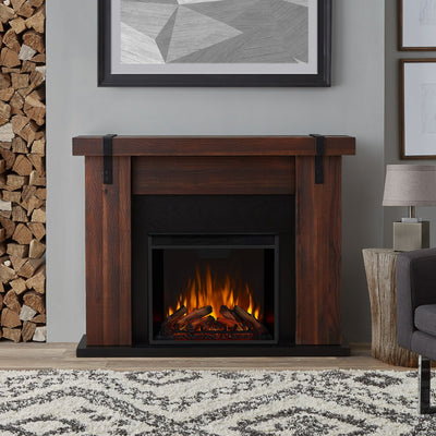 Foyer électrique Aspen en bois de grange gris par Real Flame