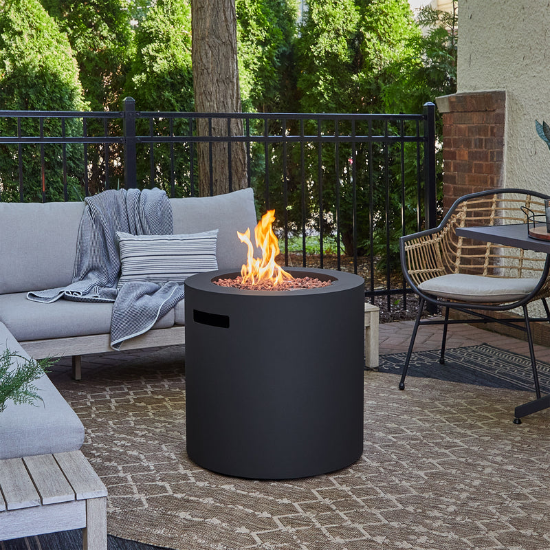 Aegean 24" Round Fire Pit with Hidden Propane Tank- Black