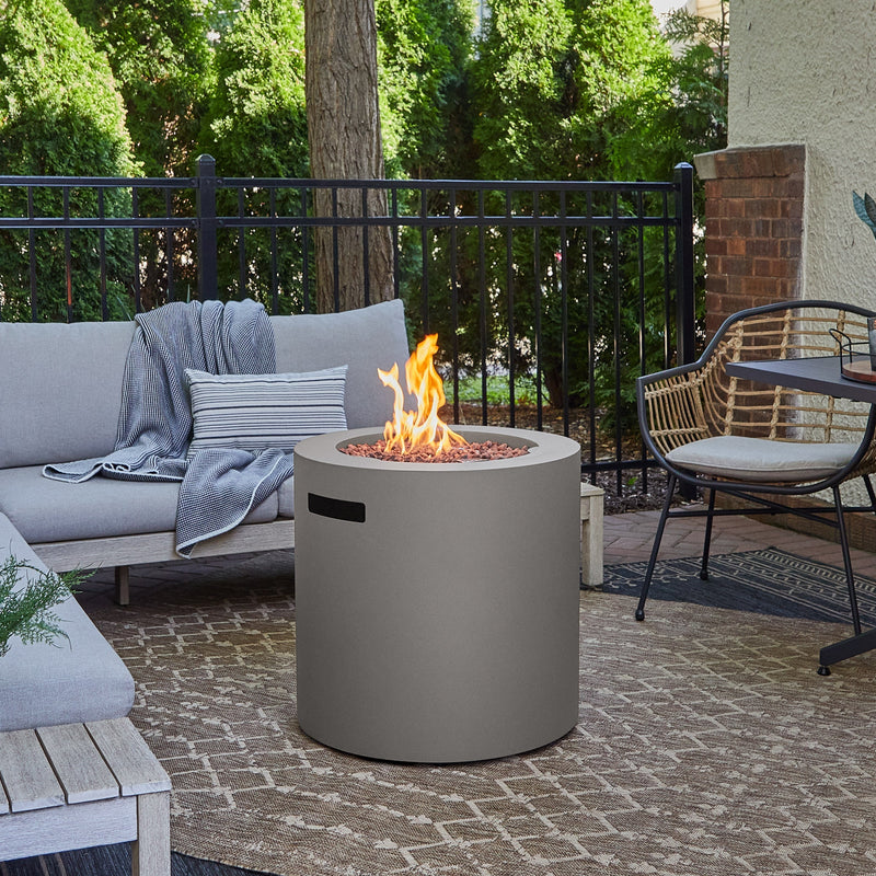 Aegean 24" Round Fire Pit with Hidden Propane Tank- Mist Grey