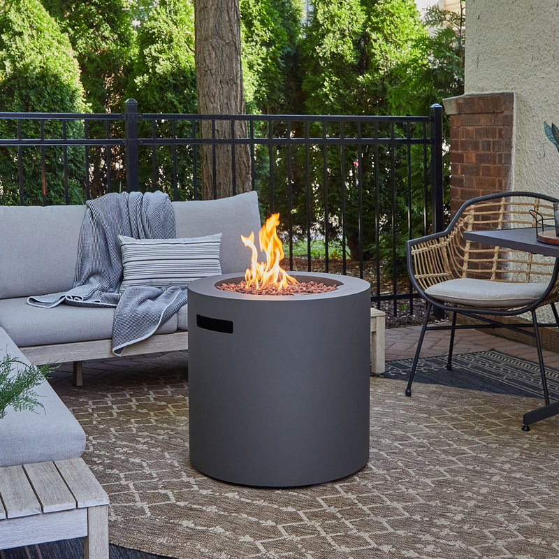 Aegean 24" Round Fire Pit with Hidden Propane Tank- Weathered Slate