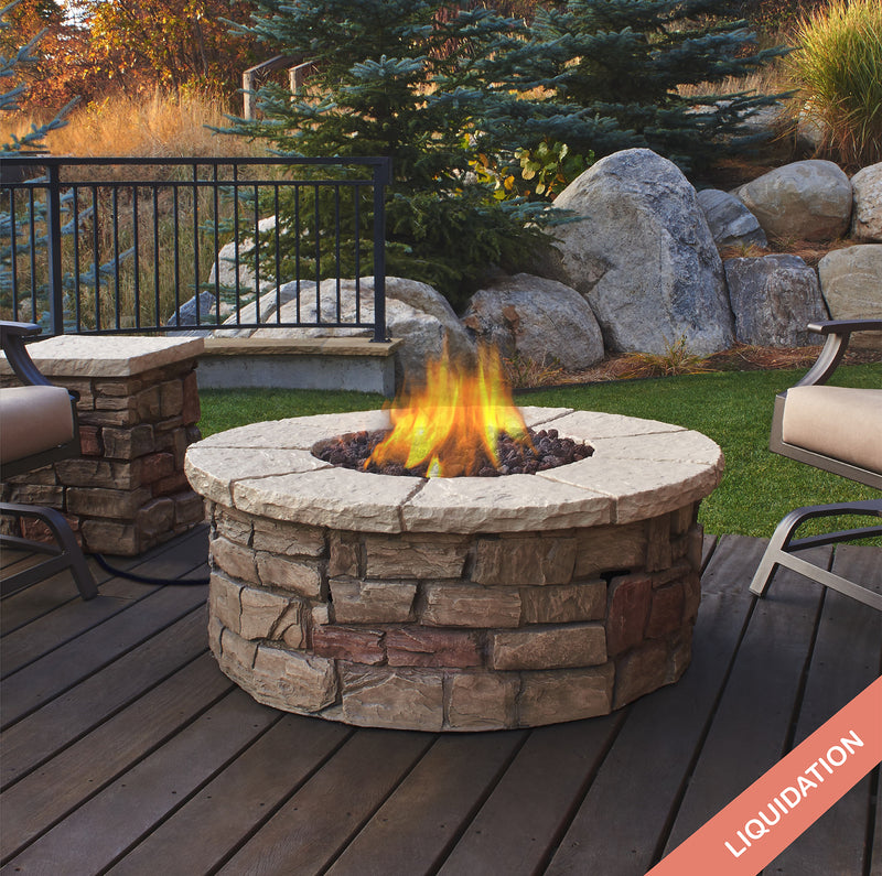 Foyer rond au propane Sedona en gris avec kit de conversion au gaz naturel par Real Flame