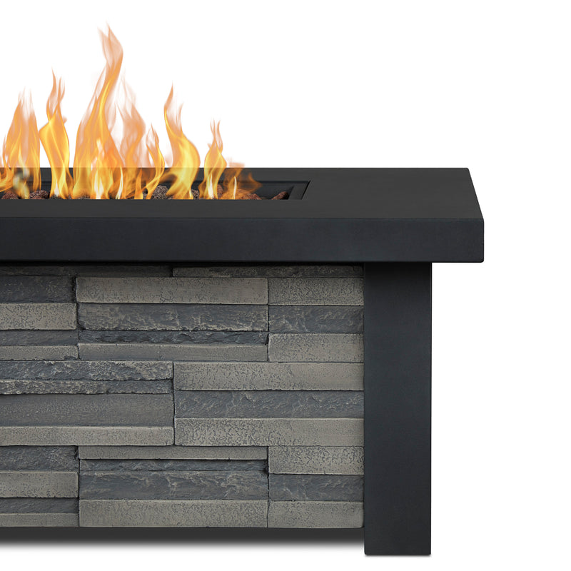 Berthoud C1460LP-SS Propane Fire Pit Stacked Stone Real Flame