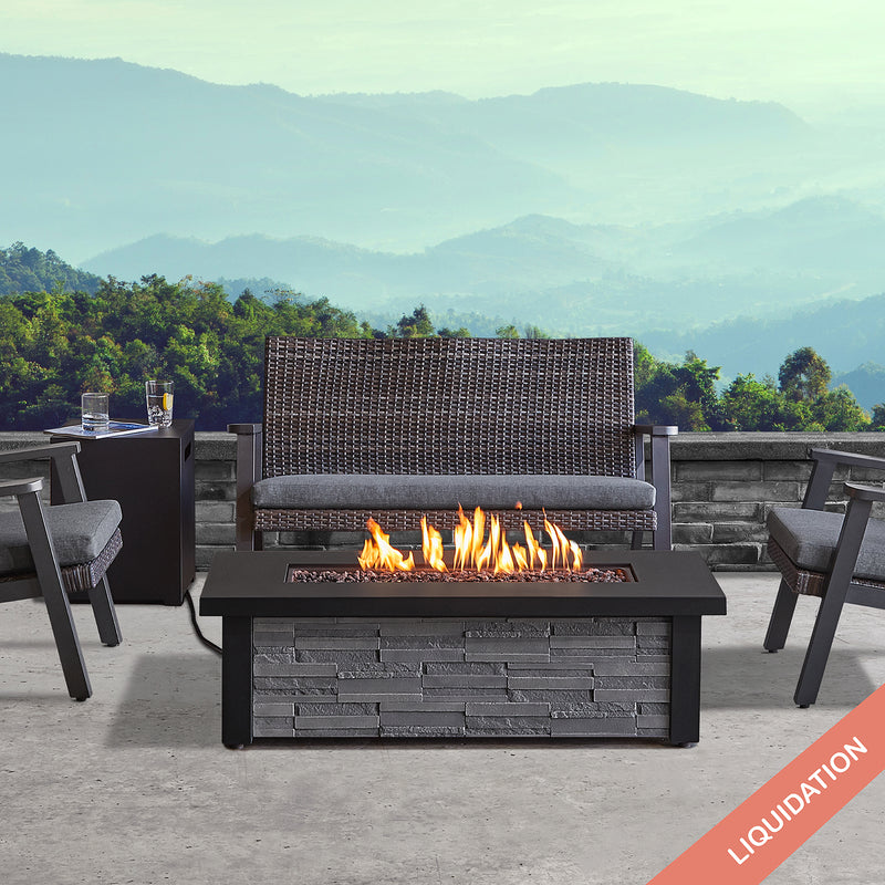 Berthoud C1460LP-SS Propane Fire Pit Stacked Stone Real Flame