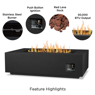 Aegean 50" Rectangle Propane Gas Fire Table with Natural Gas Conversion Kit by Real Flame