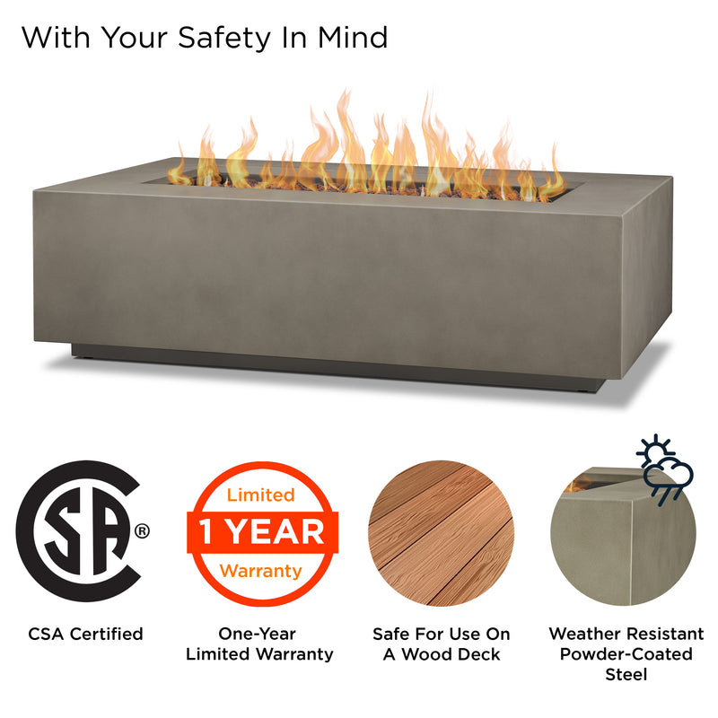 Aegean 50" Rectangle Propane Gas Fire Table with Natural Gas Conversion Kit by Real Flame