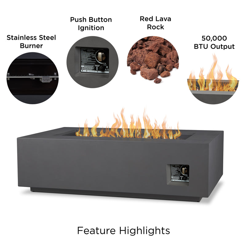 Aegean 50" Rectangle Propane Gas Fire Table with Natural Gas Conversion Kit by Real Flame