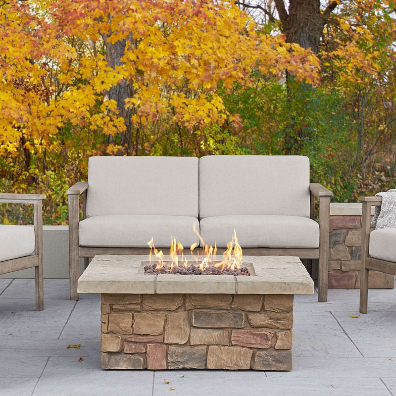 Sedona Square Propane Fire Table with Natural Gas Conversion Kit by Real Flame