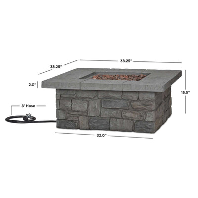 Sedona Square Propane Fire Table with Natural Gas Conversion Kit by Real Flame