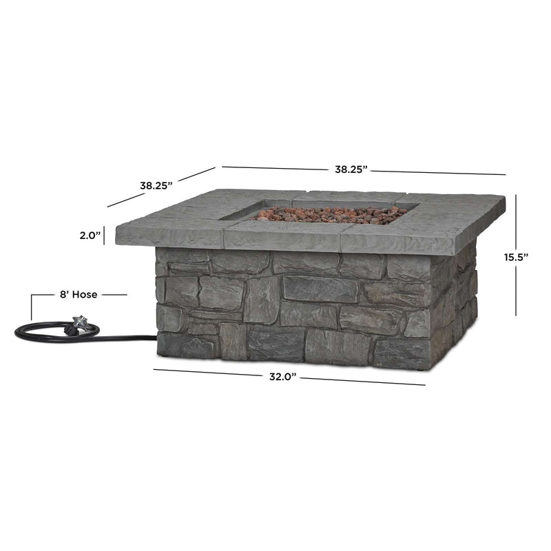 Sedona Square Propane Fire Table with Natural Gas Conversion Kit by Real Flame