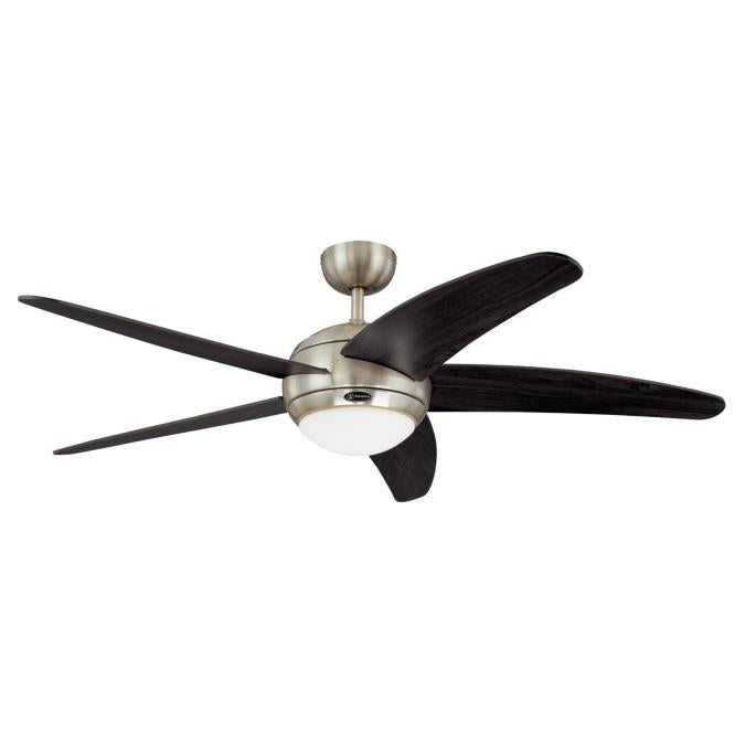 Bendan 52-Inch 5-Blade Satin Chrome Indoor Ceiling Fan with Dimmable LED Light Fixture and Opal Frosted Glass, Remote Control Included