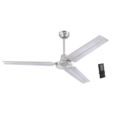 Jax Industrial-Style 56-Inch 3-Blade Brushed Nickel Indoor Ceiling Fan, Remote Control Included