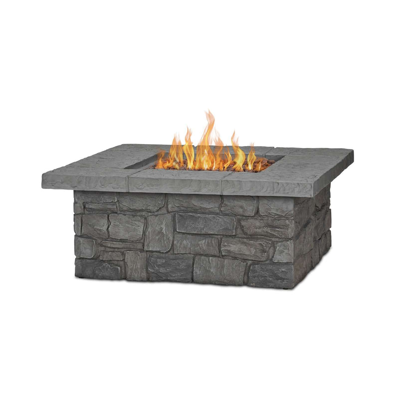 Sedona Square Propane Fire Table in Gray with Natural Gas Conversion Kit by Real Flame